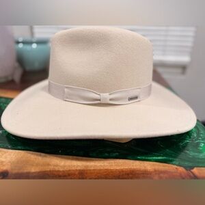 Brixton Cream Fedora Hat with Bow Detail